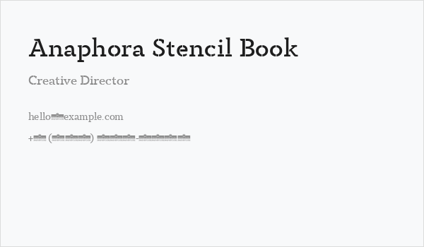Anaphora Stencil Book Business Card
