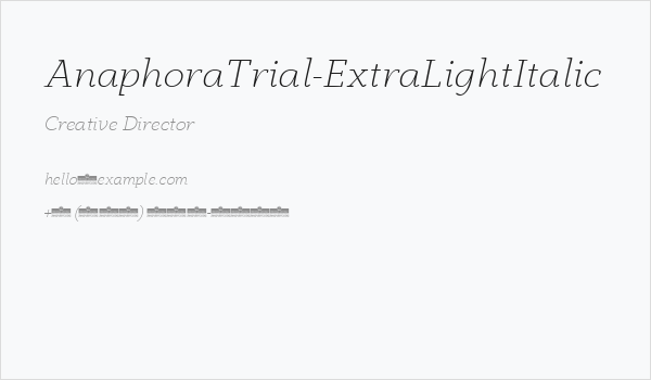 AnaphoraTrial-ExtraLightItalic Business Card