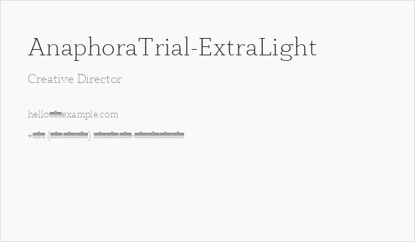 AnaphoraTrial-ExtraLight Business Card
