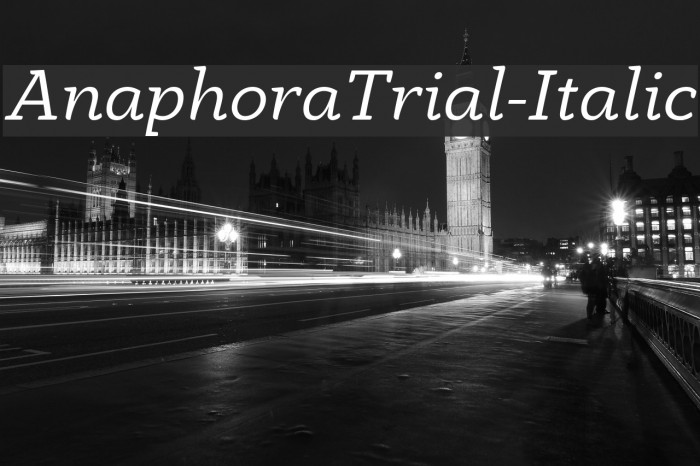 AnaphoraTrial-Italic Font examples