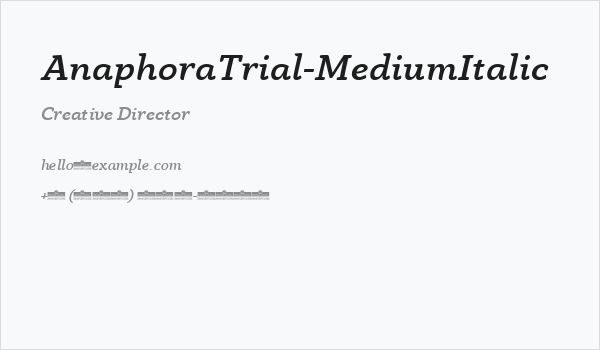 AnaphoraTrial-MediumItalic Business Card