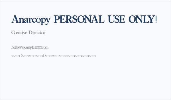 Anarcopy PERSONAL USE ONLY! Business Card