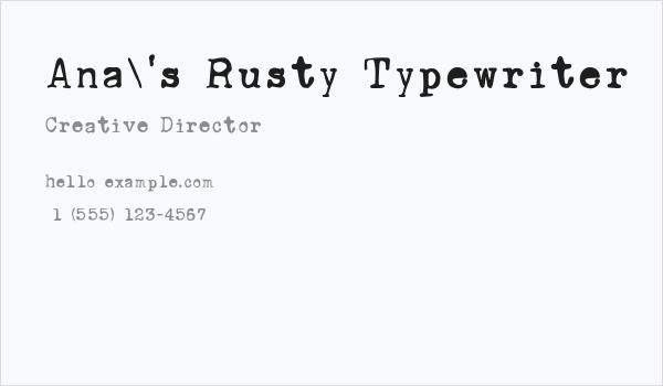 Ana's Rusty Typewriter Business Card