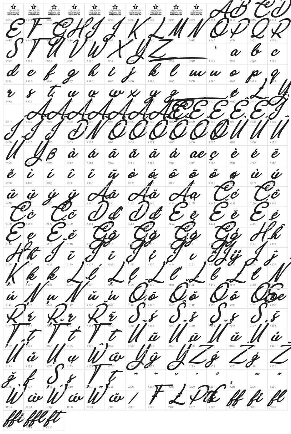 Anastasia Script Personal Use Regular Character Map
