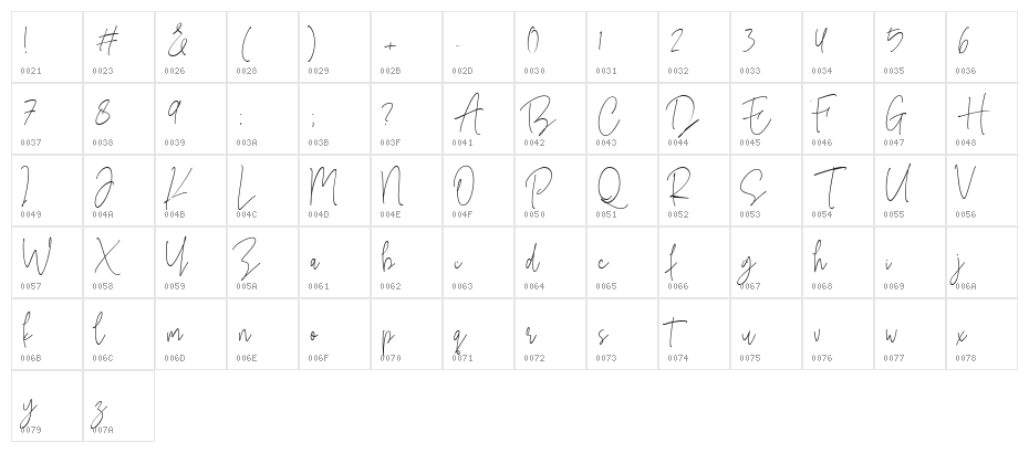 Anastasya Regular Character Map