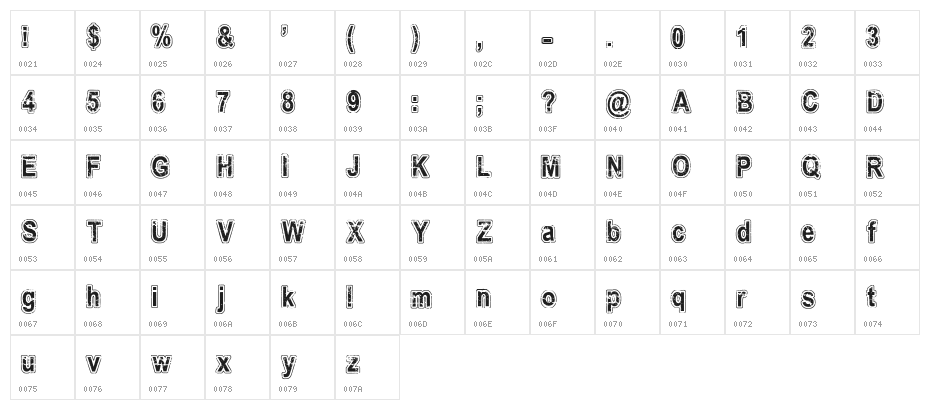 Ancien Regular Character Map