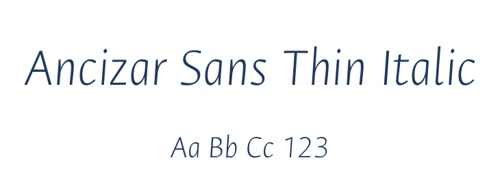 Ancizar Sans Thin Italic Font Preview