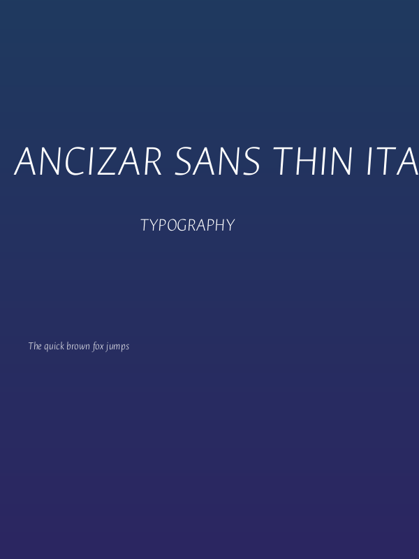 Ancizar Sans Thin Italic Poster