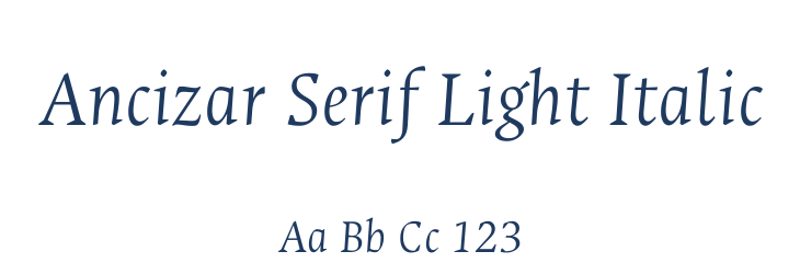 Ancizar Serif Light Italic Font Preview