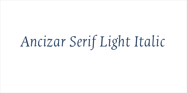 Ancizar Serif Light Italic Logo