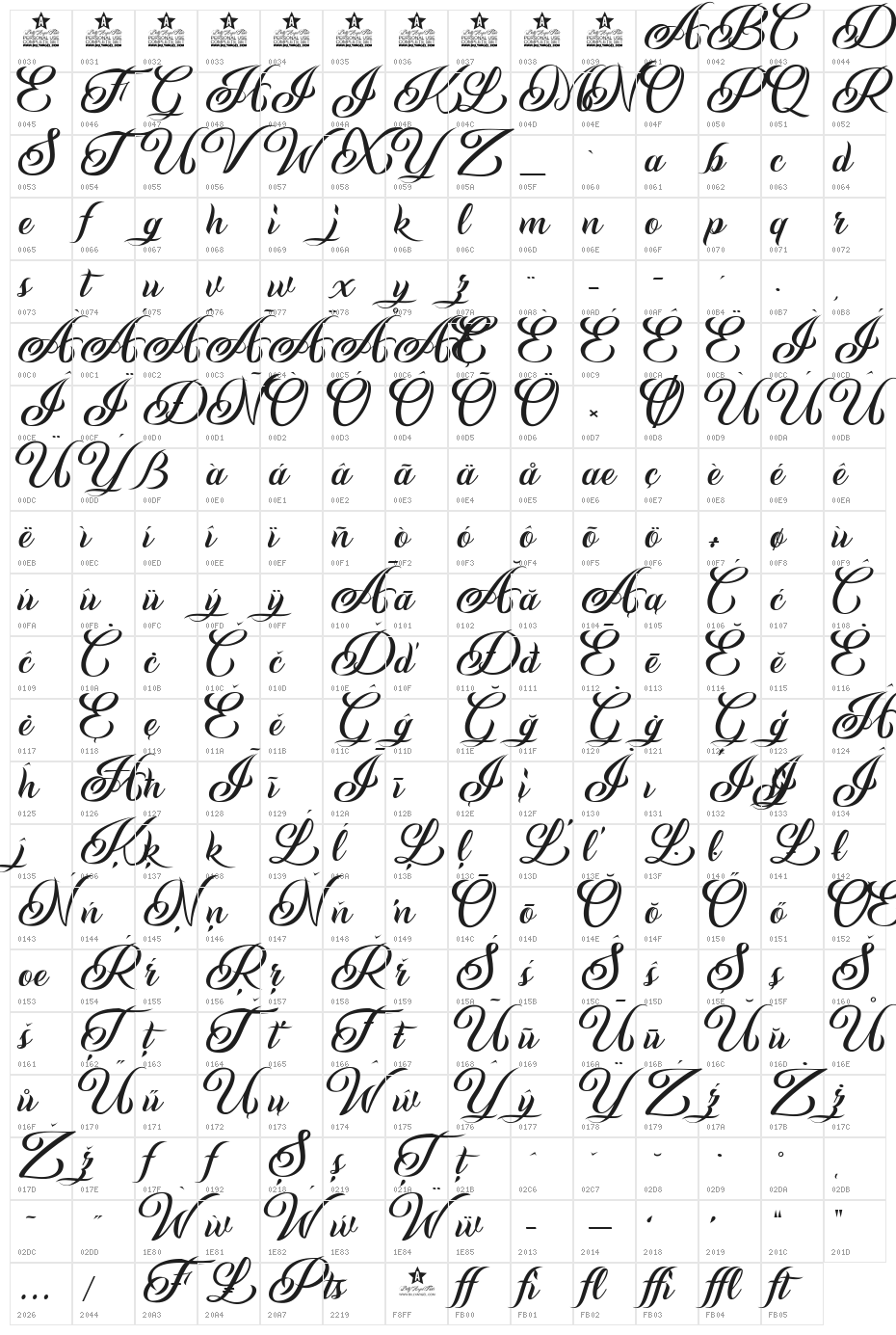 Andaluzia Personal Use Regular Character Map