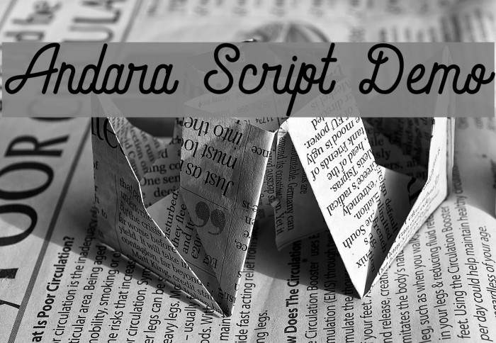 Andara Script Demo Font examples