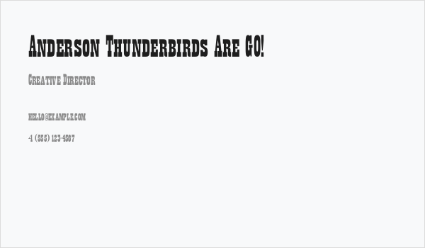 Anderson Thunderbirds Are GO! Business Card