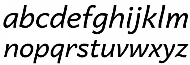 Andika New Basic Italic Schriftart Kleinbuchstaben