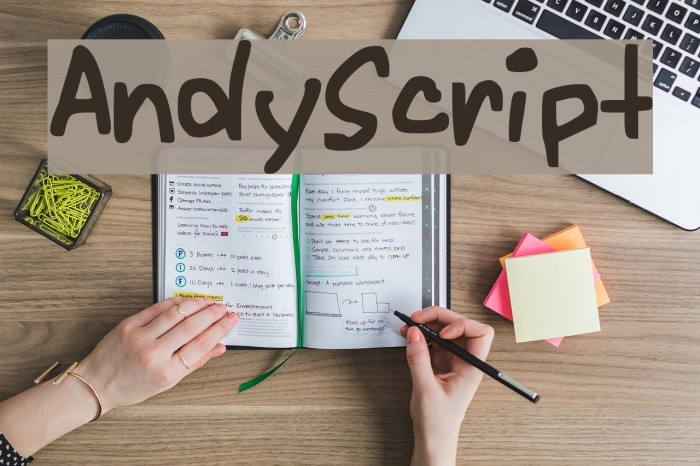 AndyScript Font examples