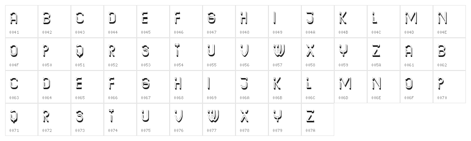 Anede Hollow Regular Character Map