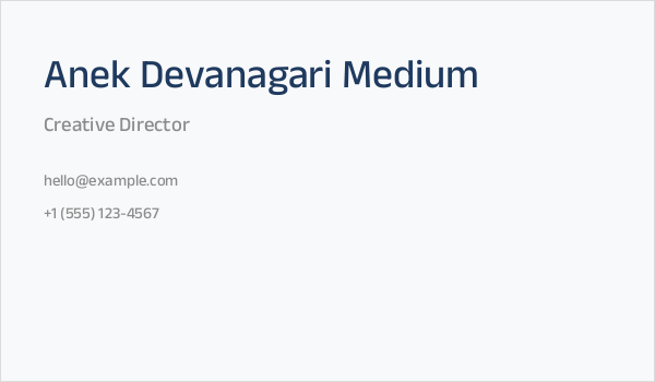 Anek Devanagari Medium Business Card