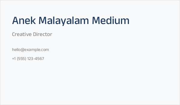 Anek Malayalam Medium Business Card