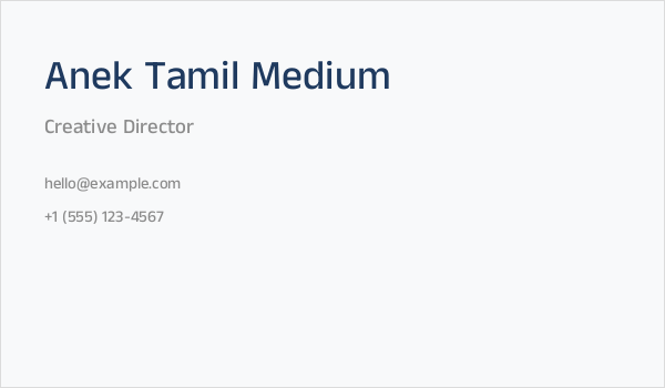 Anek Tamil Medium Business Card