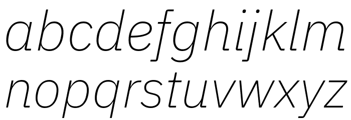 Aneliza ExtraLight Italic Font LOWERCASE