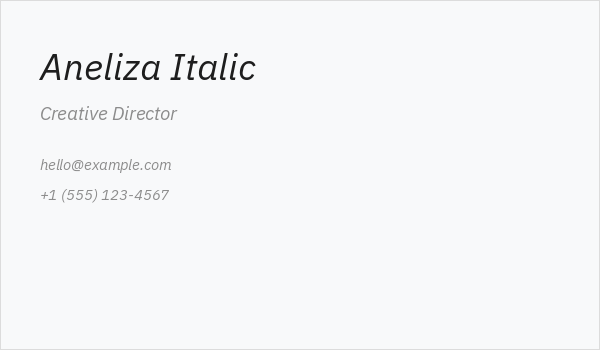 Aneliza Italic Business Card