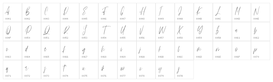 Anestacilla Free Regular Character Map