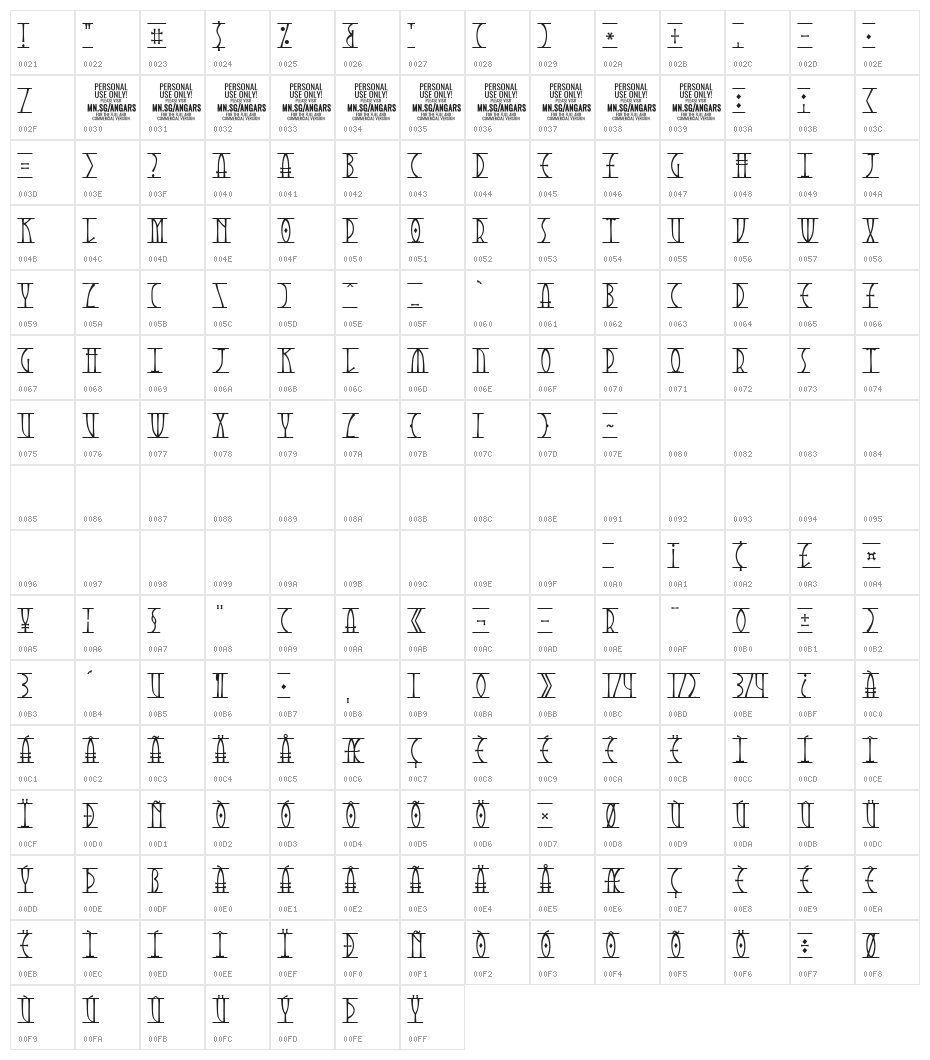 Angars Runes PERSONAL USE ONLY Character Map