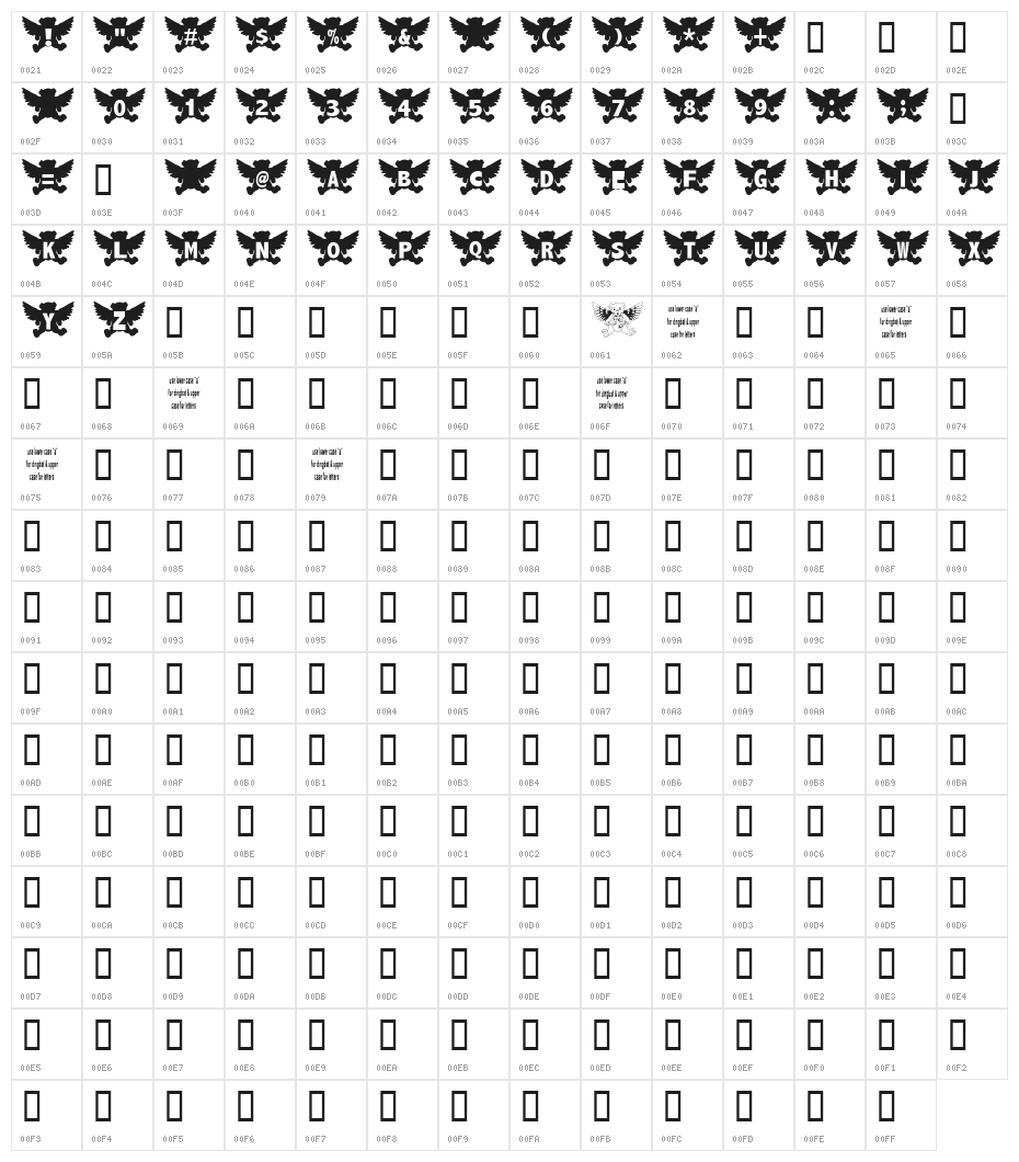 Angel Bear Character Map