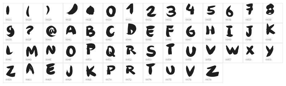 Angel Brotxa Regular Character Map