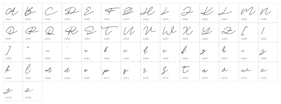 Angel Rise Free Regular Character Map
