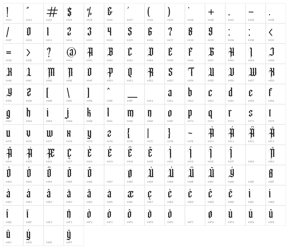 Angel wish Regular Character Map