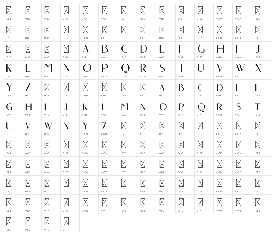AngelicBonquesFree-Sans Character Map