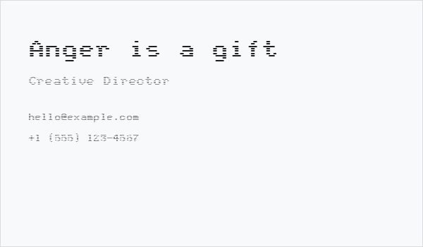 Anger is a gift Business Card
