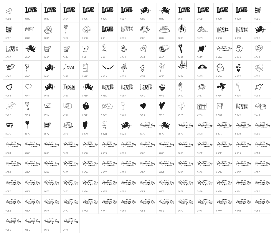 Angie's Valentines Character Map