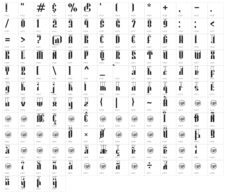 Angklung Bamboo Character Map