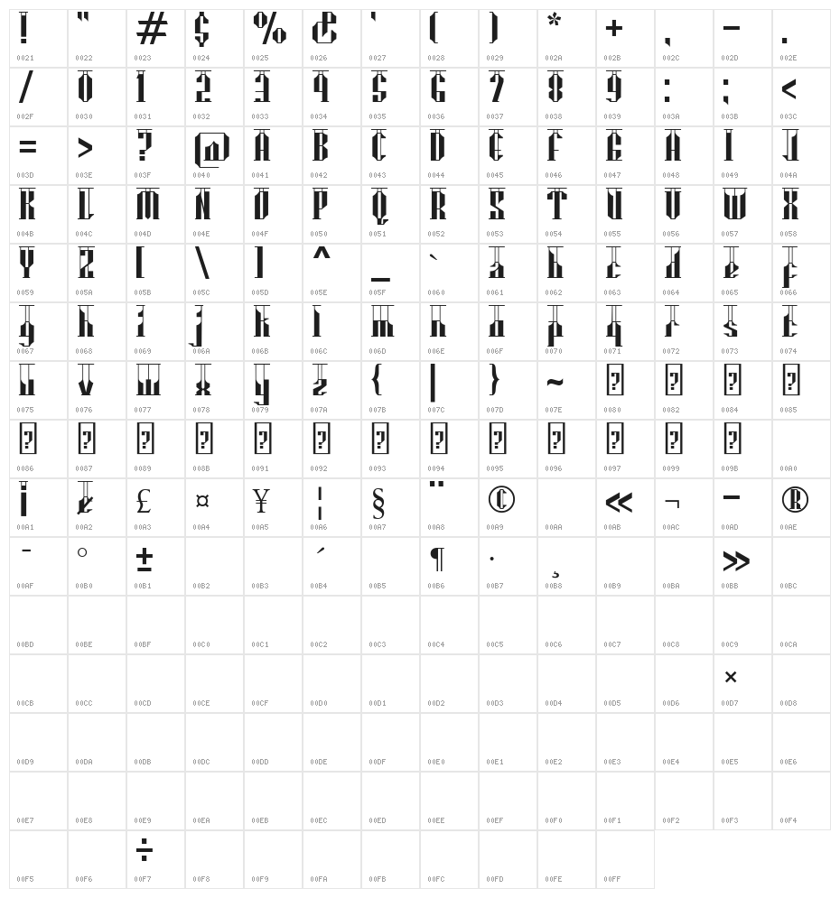 Angklung Bamboo Character Map