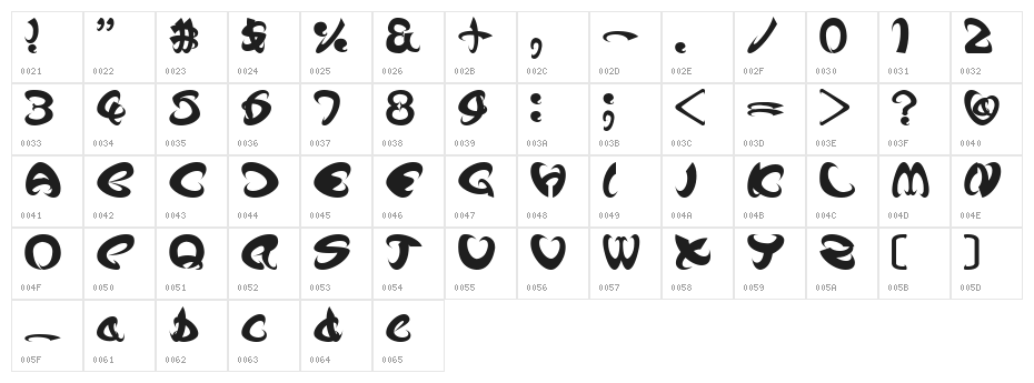 Angle Bold Character Map