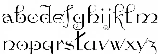 Anglican Regular Schriftart Kleinbuchstaben