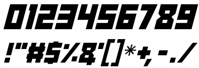 Angry Android Italic Font OTHER CHARS