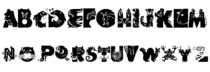 Animal Alphabet Font LOWERCASE