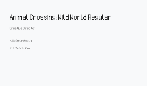 Animal Crossing: Wild World Regular Business Card