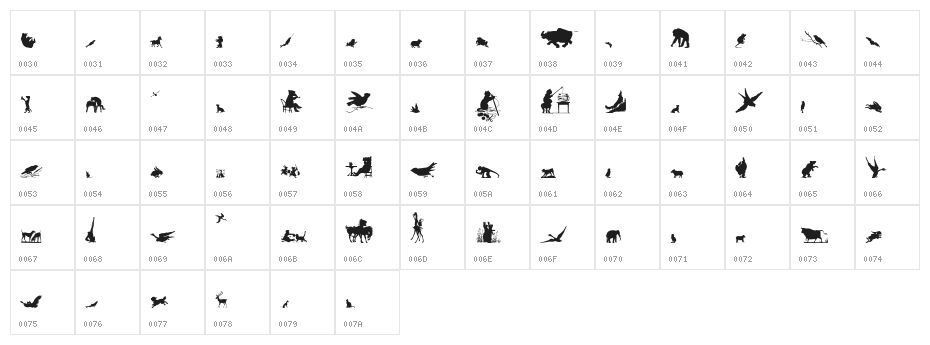 Animal Silhouettes Four Regular Character Map