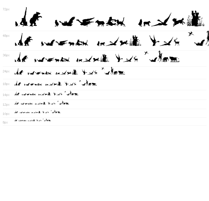 Animal Silhouettes Four Regular Waterfall