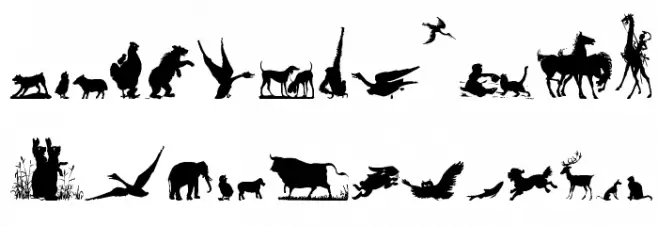 Animal Silhouettes Four Regular Caratteri MINUSCOLO