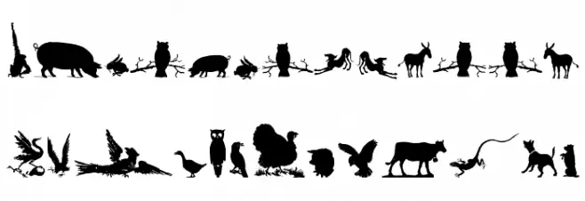 Animal Silhouettes Three Caratteri MAIUSCOLE