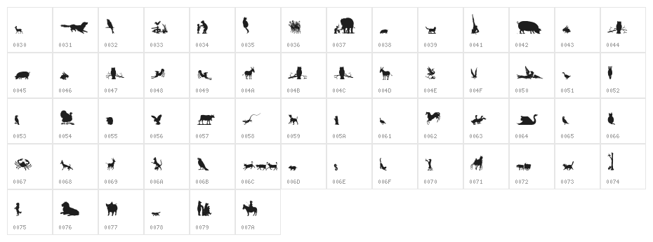 Animal Silhouettes Three Character Map
