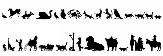 Animal Silhouettes Three Caratteri MINUSCOLO