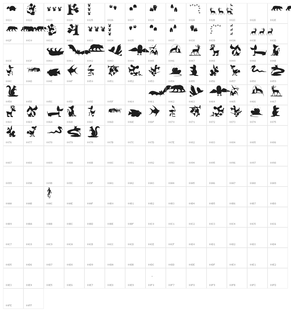 AnimalShadowsDrei Character Map