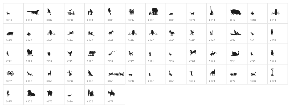AnimalSilhouettesThree Character Map