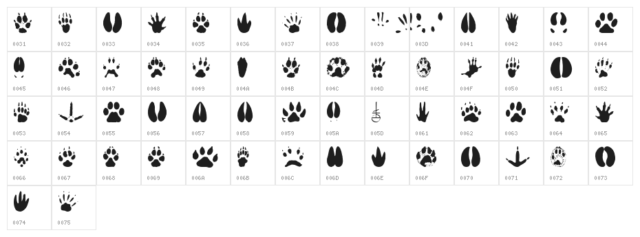 AnimalTracks Character Map